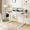 White Electric Standing Desk with 3 Memory Heights and 2 Hanging Hooks and Cable Holes